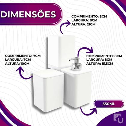 Imagem de Kit 3 Peças Para Banheiro Com Dispenser Sabonete Porta Escova e Porta Algodão Smile Plástico Stolf