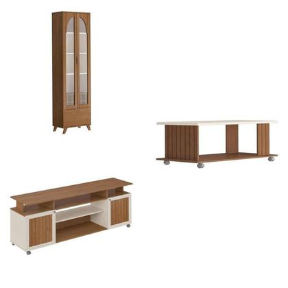 Imagem de Kit 3 Peças para Sala de Estar Rack, Mesa de Centro e Cristaleira Murano