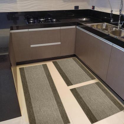 Imagem de Kit 3 Peças Ps Jogo Tapete Cozinha Largo 0,66 Antiderrapante