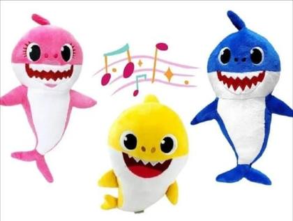 Imagem de Kit 3 Pelúcias Baby Shark 20cm Antialérgico Super Macio Musical