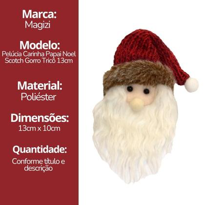 Imagem de Kit 3 Pelúcias Carinha Papai Noel Scotch Pendente Gorro Crochê 13cm - Magizi