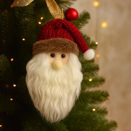 Imagem de Kit 3 Pelúcias Carinha Papai Noel Scotch Pendente Gorro Crochê 13cm - Magizi