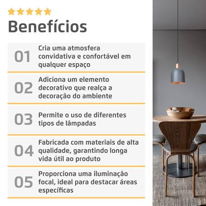 Imagem de Kit 3 Pendente Lustre Luminária Open em Alumínio Cinza