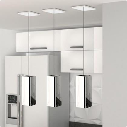 Imagem de Kit 3 Pendentes Luminária Quadrado Industrial Inox F.ELG