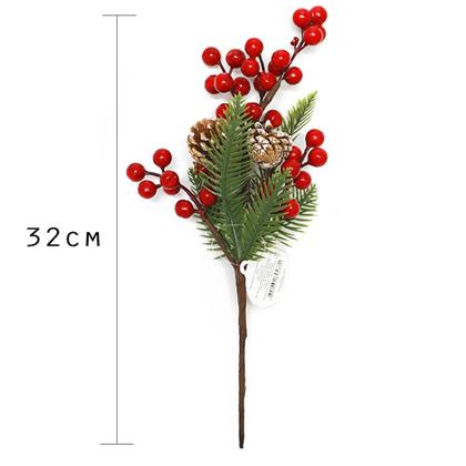 Imagem de Kit 3 Pick Natalino Azevinhos Pinhas 32cm Enfeite De Natal Decoração Natalina