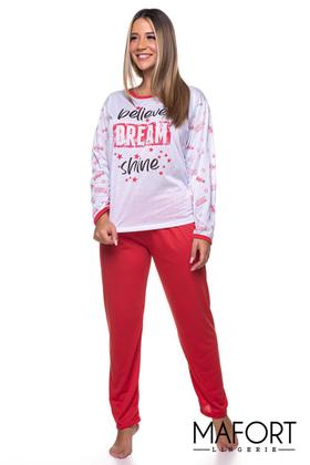 Imagem de Kit 3 Pijama Longo Feminino Adulto Malha Manga Comprida Calça Lingerie Íntima Feminina Confortável Dormir  Inverno Frio