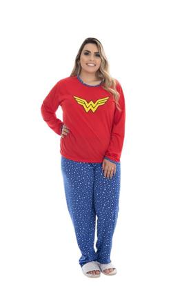 Imagem de  Kit 3 Pijamas De Frio Feminino  Longo Plus Size Estampado