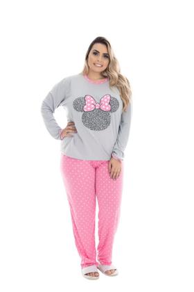 Imagem de  Kit 3 Pijamas De Frio Feminino  Longo Plus Size Estampado