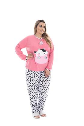 Imagem de  Kit 3 Pijamas De Frio Feminino  Longo Plus Size Estampado
