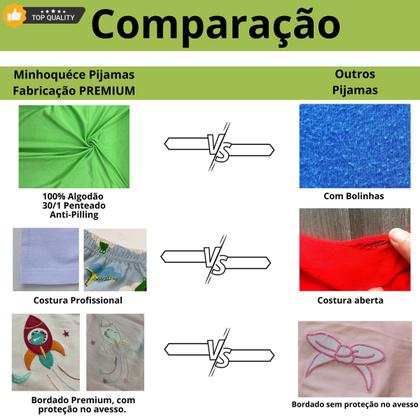 Imagem de Kit 3 Pijamas Infantis Verão Presente dia Das Crianças