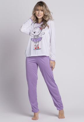 Imagem de Kit 3 Pijamas Longo Malha Feminino Inverno Blusa e Calça