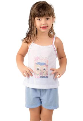 Imagem de Kit 3 Pijamas Malha Alça Infantil Curto Short e Regata