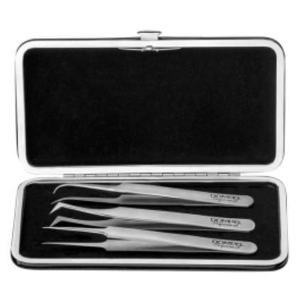 Imagem de Kit 3 pinças para extensão cilios com case dompel