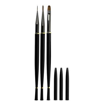 Imagem de Kit 3 Pincel Fino Médio Língua de Gato Com Tampa Nail Art Manicure Nail Designer Unha de Gel Decoração de Unhas