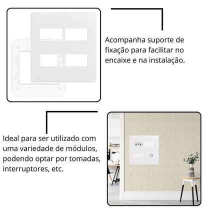 Imagem de Kit 3 Placa 4x4 Com Suporte 4 Modulos Habitat Branco 3642