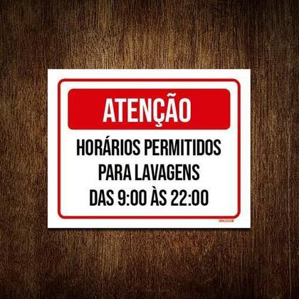 Imagem de Kit 3 Placa Atenção Horários Permitidos Lavagens