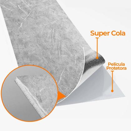 Imagem de Kit 3 Placa Revestimento Adesiva Flexivel Parede Cinza Acetinado Granilhado 9M