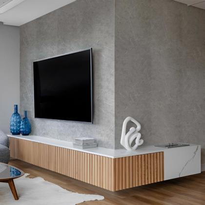 Imagem de Kit 3 Placa Revestimento Adesiva Flexivel Parede Cinza Acetinado Granilhado 9M