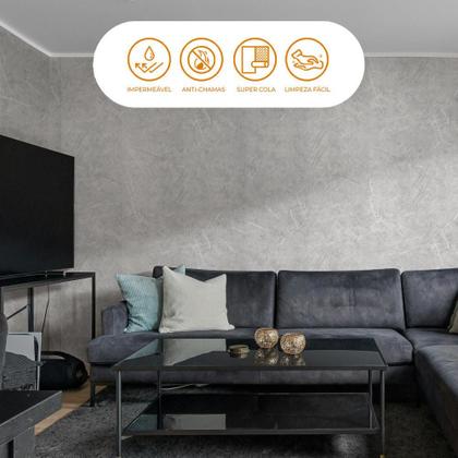 Imagem de Kit 3 Placa Revestimento Adesiva Flexivel Parede Cinza Acetinado Granilhado 9M