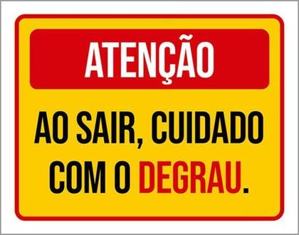 Imagem de Kit 3 Placas Atenção Ao Sair Cuidado Com Degrau