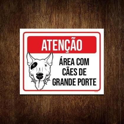 Imagem de Kit 3 Placas Atenção Área Cães Grande Porte Pitbull