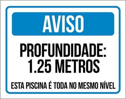 Imagem de Kit 3 Placas Aviso Profundidade 1,25 Metros 36X46