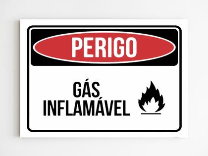 Imagem de Kit 3 Placas de sinalização perigo gás inflamável aviso mdf