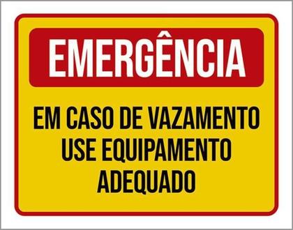 Imagem de Kit 3 Placas Emergência Em Caso Vazamento Use Equipamento