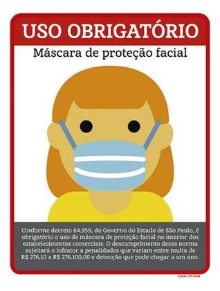 Imagem de Kit 3 Placas Uso Obrigatório Proteção Facial Poster