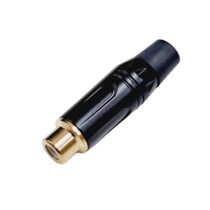 Imagem de Kit 3 Plug Rca Fêmea Profissional Preto Dourado Preto Mxt