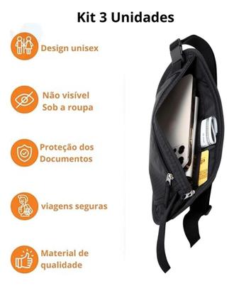 Imagem de Kit 3 Pochete Porta Dolar Guardar Dinheiro Celular AntiRoubo
