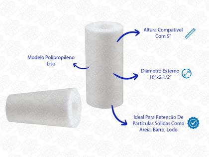 Imagem de Kit 3 Polipropileno Liso Refil Filtro 5 X 2 1/2 5 Micras
