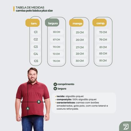 Imagem de Kit 3 Polos Masculinas Plus Size Piquet