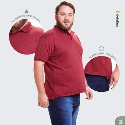 Imagem de Kit 3 Polos Masculinas Plus Size Piquet