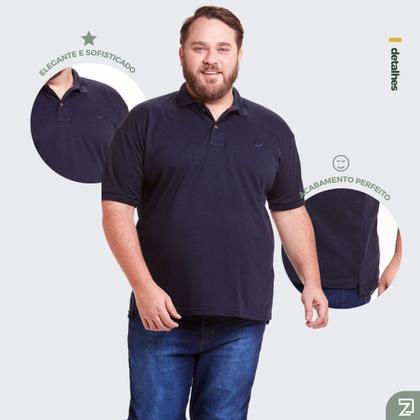 Imagem de Kit 3 Polos Masculinas Plus Size Piquet