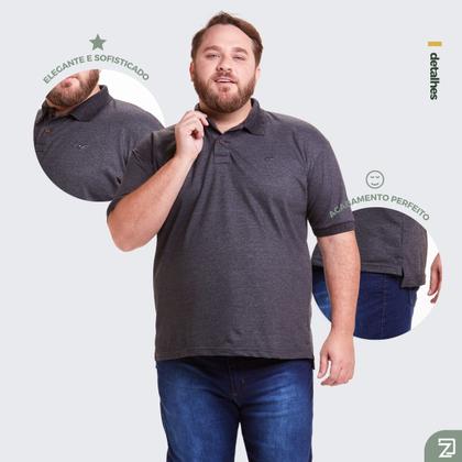 Imagem de Kit 3 Polos Masculinas Plus Size Piquet