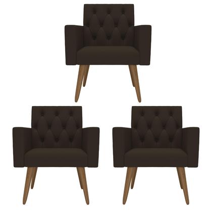 Imagem de Kit 3 Poltronas Capitonê Sala Recepção Poltronas Decorativas