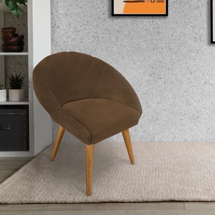 Imagem de Kit 3 Poltronas Pietra Pés Madeira Maciça Suede Marrom 