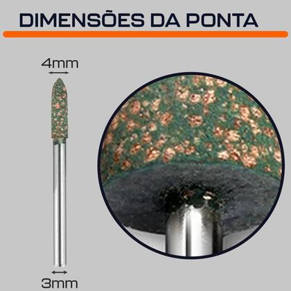 Imagem de Kit 3 Ponta Montada 4Mm Cônica Borracha Gergelim Retifica