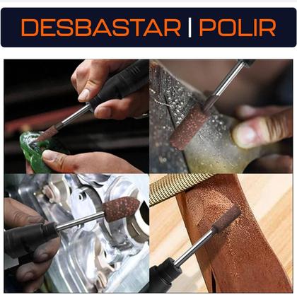 Imagem de Kit 3 Ponta Montada 5Mm De Borracha Com Abrasivos Haste 3Mm