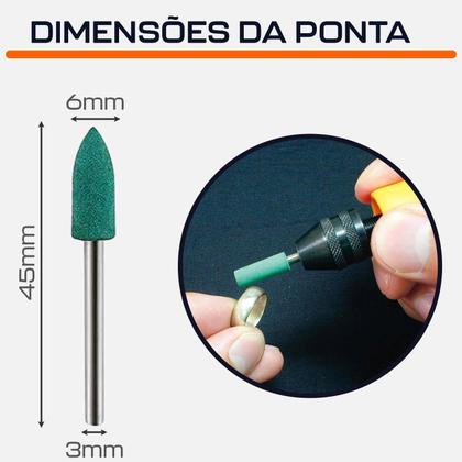 Imagem de Kit 3 Ponta Montada 6Mm Borracha Cônica Micro Retifica 3Mm