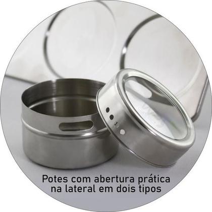 Imagem de Kit 3 Porta Condimento Inox Magnetico TMA0080