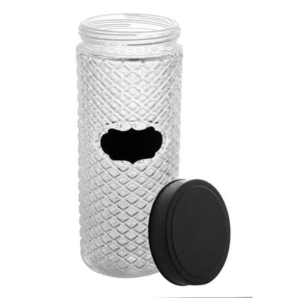 Imagem de Kit 3 Porta Mantimentos de Vidro Pote com Tampa Preta Wolff 2100ml