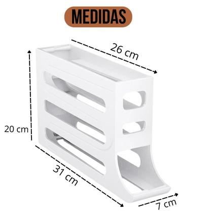 Imagem de Kit 3 Porta Ovos 4 Andares Organizador de Geladeira Branco