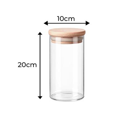 Imagem de Kit 3 Pote Cozinha Vidro 1250ml Recipiente Tampa de Bambu Cozinha Frasco Organizador Café Decorativo