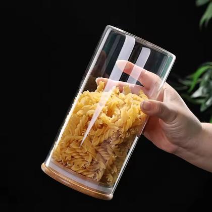 Imagem de Kit 3 Pote de Vidro 1 Litro Hermetico para Condimentos e Especiarias Porta Temperos com Tampa de Bambu