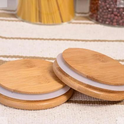 Imagem de Kit 3 Pote de Vidro 1 Litro Hermetico para Condimentos e Especiarias Porta Temperos com Tampa de Bambu