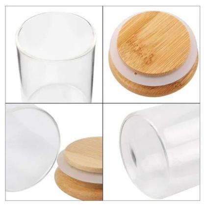 Imagem de Kit 3 Pote de Vidro 1 Litro Hermetico para Condimentos e Especiarias Porta Temperos com Tampa de Bambu