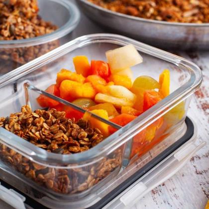 Imagem de Kit 3 Pote de Vidro Hermético Com Divisoria 640ml Marmita