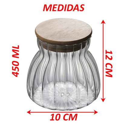 Imagem de Kit 3 Pote Hermético De Vidro Com Tampa Bambu 450ml 700ml 1L